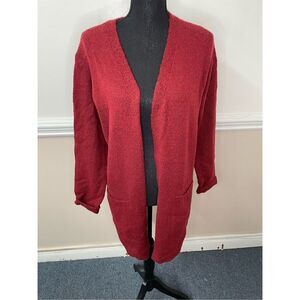 New Directions Red-Orange Open Front Cardigan Size Large